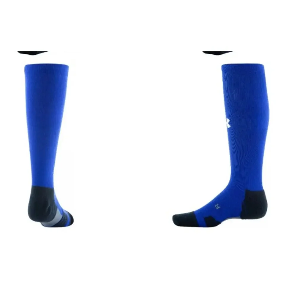 New NWT‎ UA Under Armour Team Cushioned Over the Calf Socks Blue Black 10.5-13